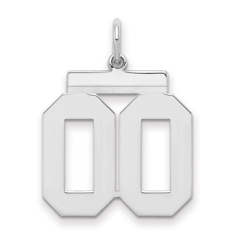 Sterling Silver Rhodium-Plated Medium Polish Number Double 00 With Top