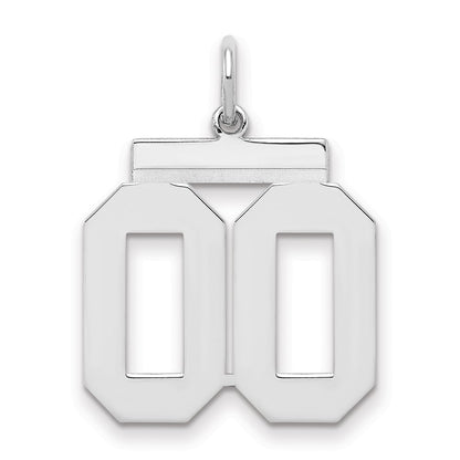 Sterling Silver Rhodium-Plated Medium Polish Number Double 00 With Top
