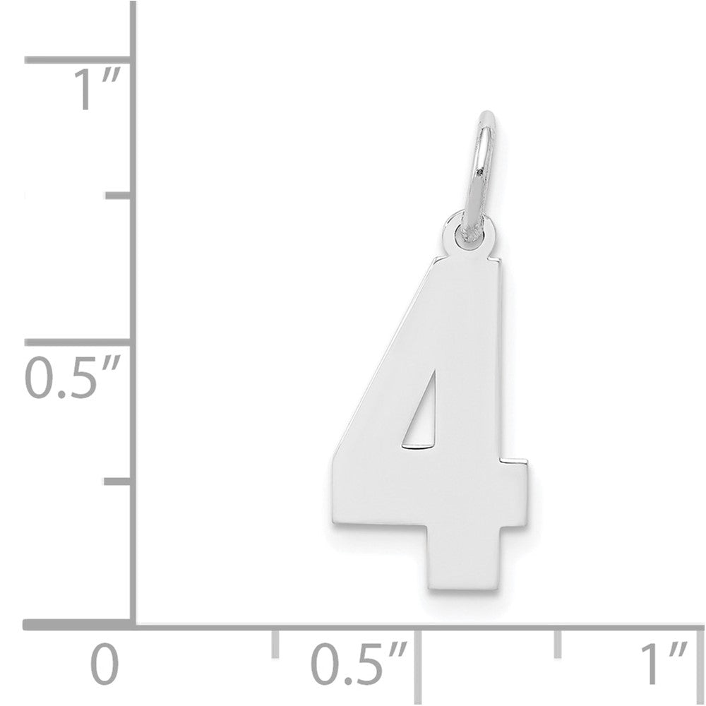 Sterling Silver Silver/Rhodium-Plated Polished Number 4 Charm