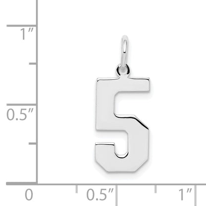 Sterling Silver Silver/Rhodium-Plated Polished Number 5 Charm