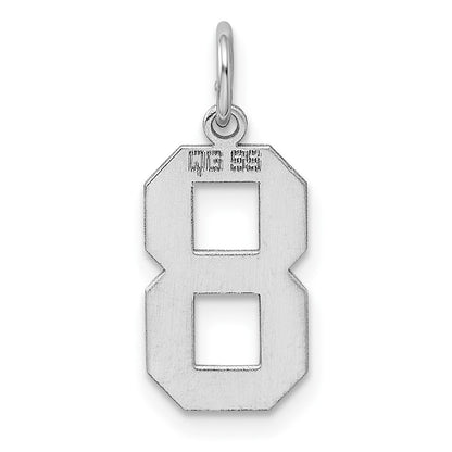 Sterling Silver Silver/Rhodium-Plated Polished Number 8 Charm