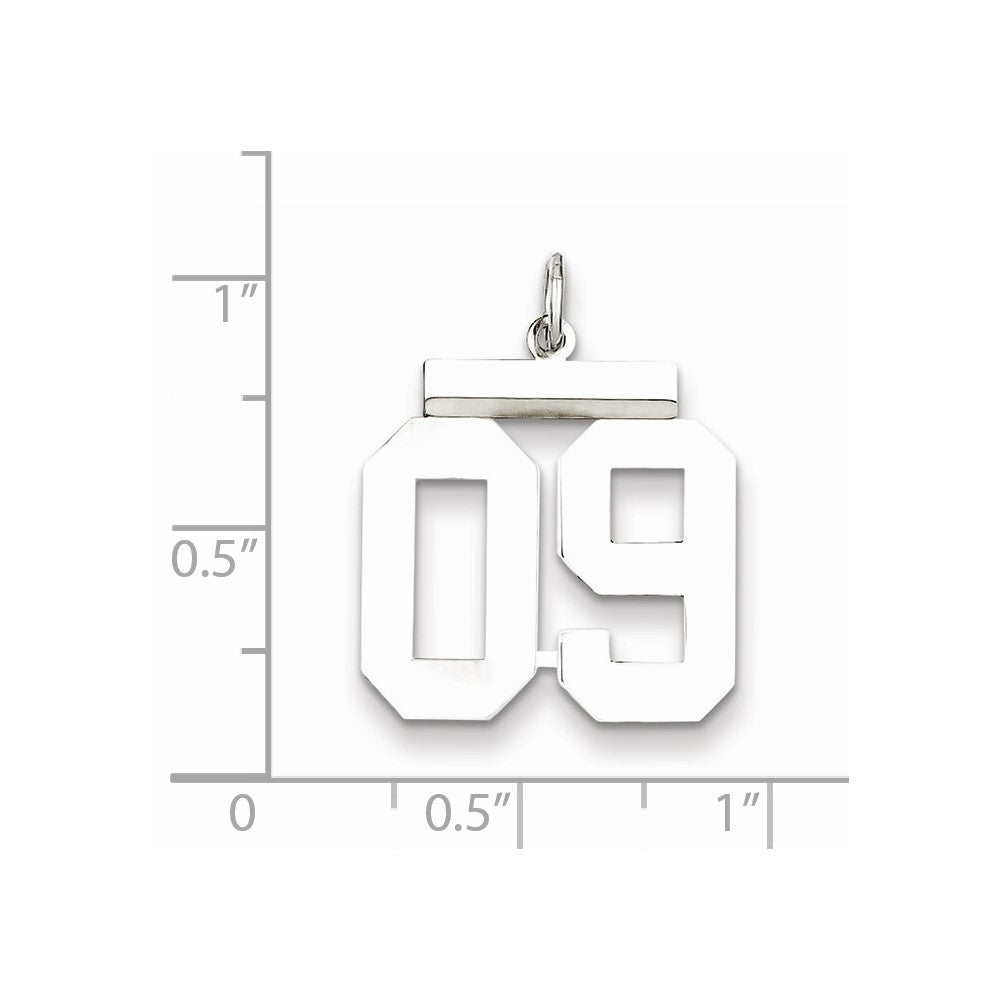 Sterling Silver Medium Polished Number 9 W/Top