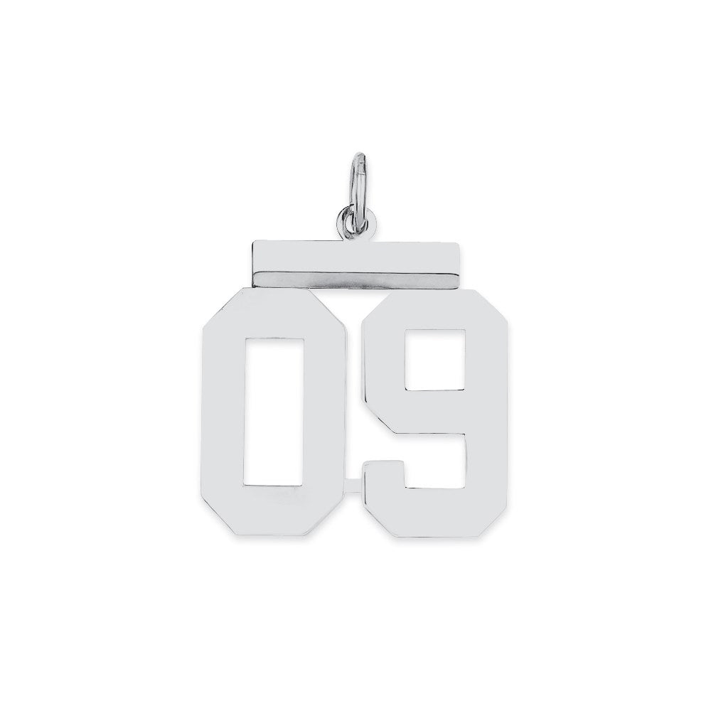 Sterling Silver Medium Polished Number 9 W/Top