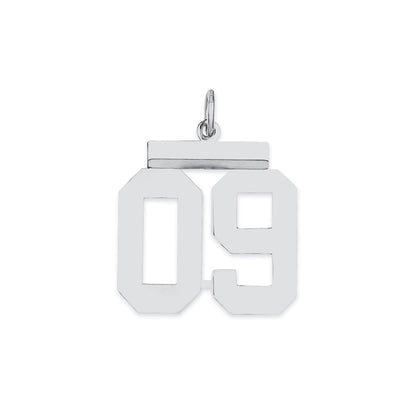 Sterling Silver Medium Polished Number 9 W/Top