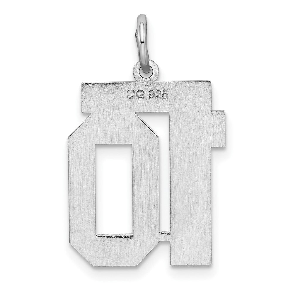 Sterling Silver Sterling/Silver Rhodium-Plated Polished Number 10 Charm