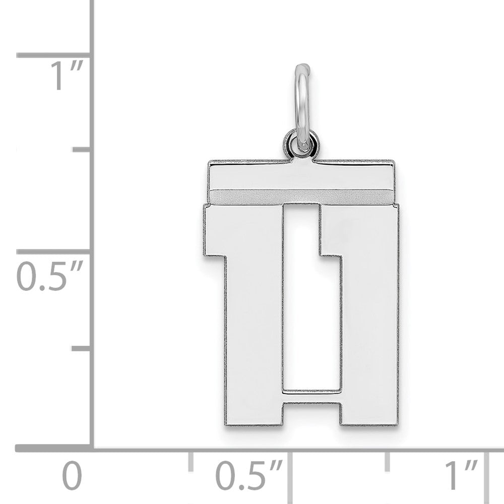 Sterling Silver Sterling/Silver Rhodium-Plated Polished Number 11 Charm