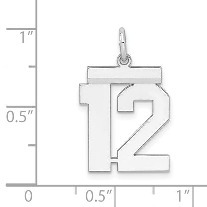 Sterling Silver Sterling/Silver Rhodium-Plated Polished Number 12 Charm