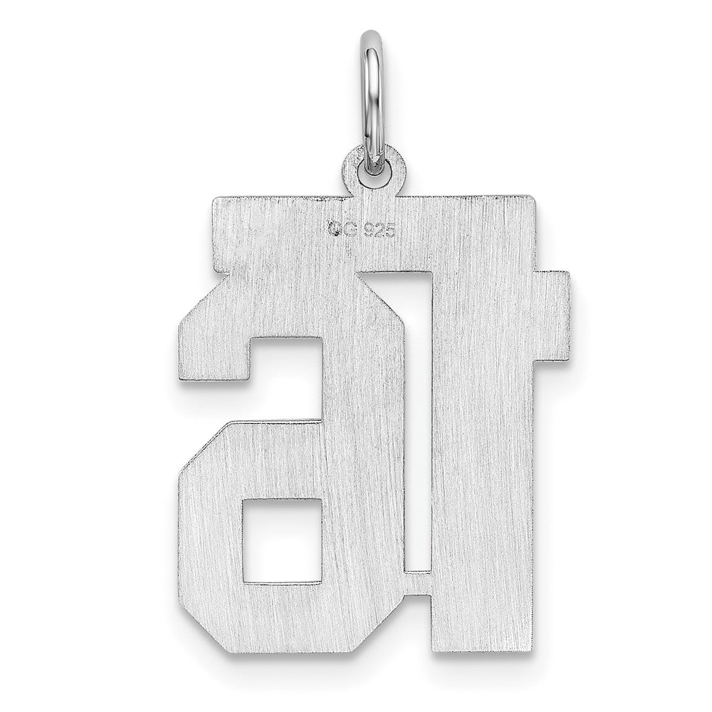 Sterling Silver Sterling/Silver Rhodium-Plated Polished Number 16 Charm