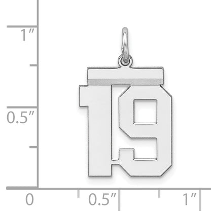 Sterling Silver Sterling/Silver Rhodium-Plated Polished Number 19 Charm