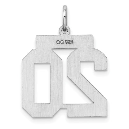 Sterling Silver Sterling/Silver Rhodium-Plated Polished Number 20 Charm