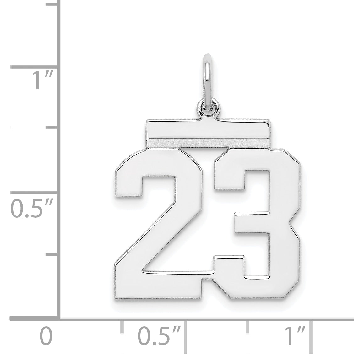Sterling Silver Silver/Rhodium-Plated Polished Number 23 Charm