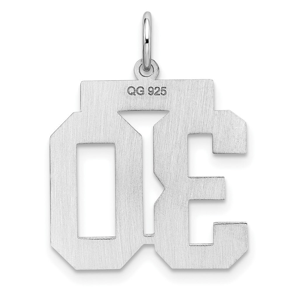 Sterling Silver Sterling/Silver Rhodium-Plated Polished Number 30 Charm