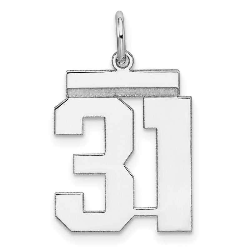 Sterling Silver Sterling/Silver Rhodium-Plated Polished Number 31 Charm