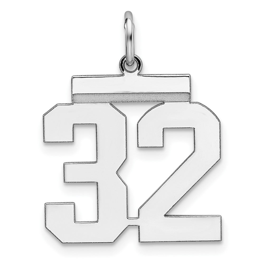Sterling Silver Sterling/Silver Rhodium-Plated Polished Number 32 Charm