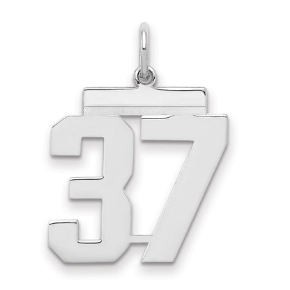 Sterling Silver Sterling/Silver Rhodium-Plated Polished Number 37 Charm