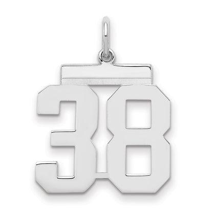 Sterling Silver Sterling/Silver Rhodium-Plated Polished Number 38 Charm