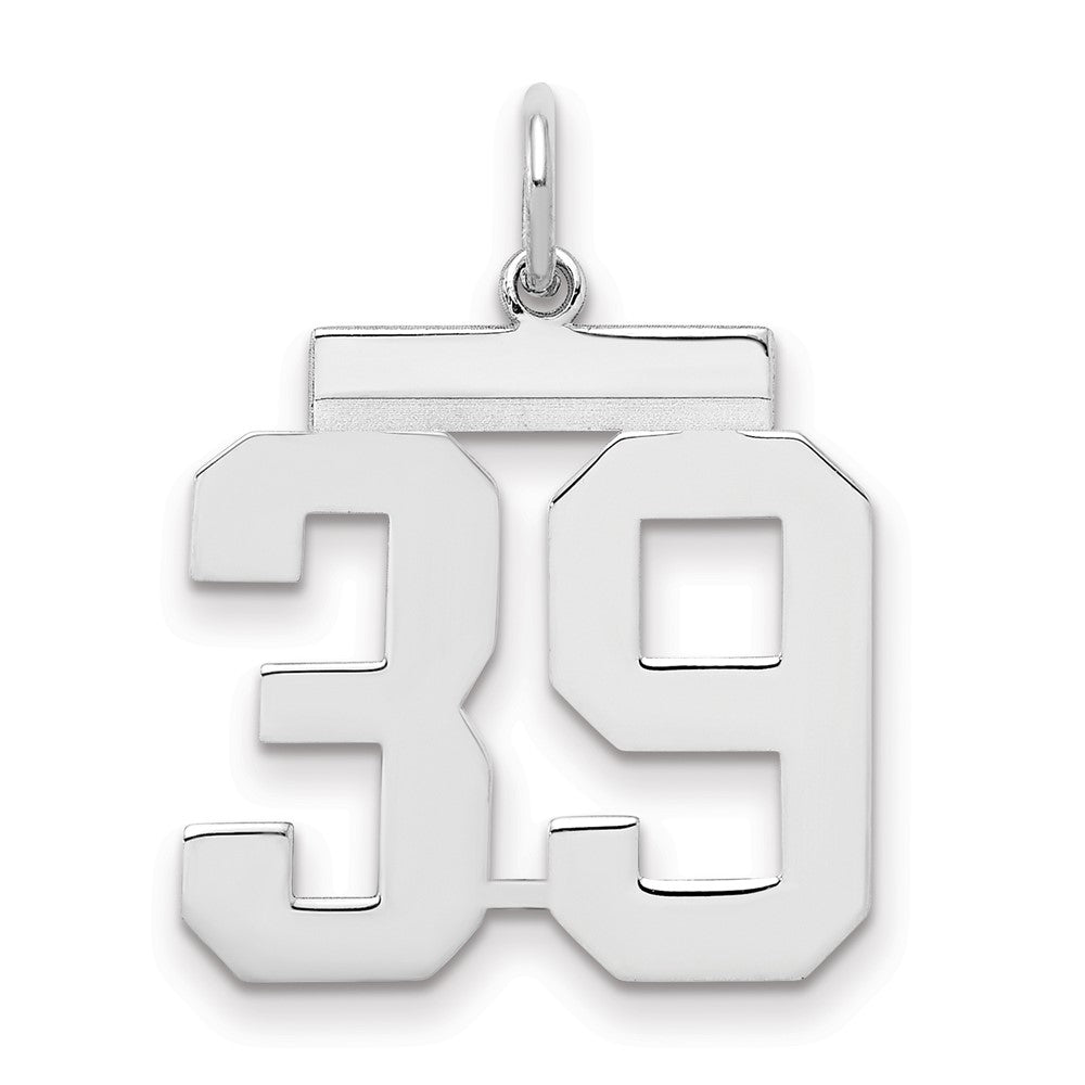 Sterling Silver Sterling/Silver Rhodium-Plated Polished Number 39 Charm