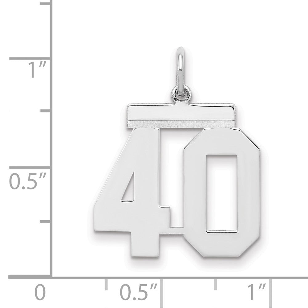 Sterling Silver Sterling/Silver Rhodium-Plated Polished Number 40 Charm