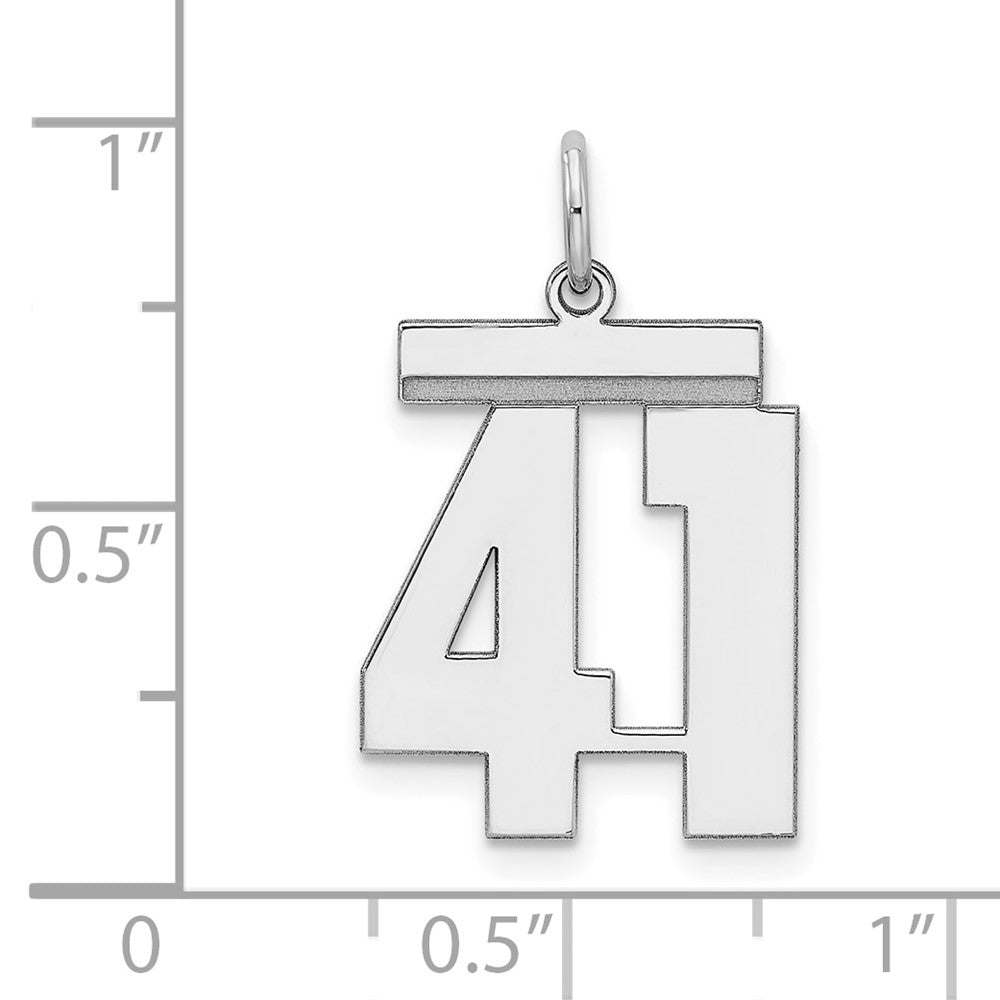 Sterling Silver Sterling/Silver Rhodium-Plated Polished Number 41 Charm