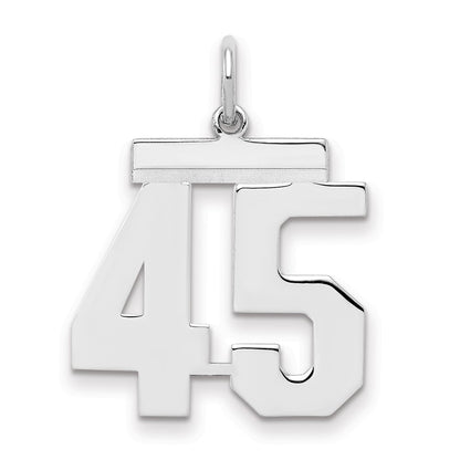 Sterling Silver Sterling/Silver Rhodium-Plated Polished Number 45 Charm