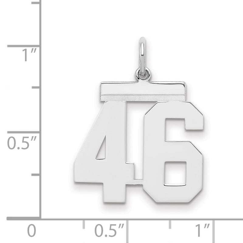Sterling Silver Sterling/Silver Rhodium-Plated Polished Number 46 Charm