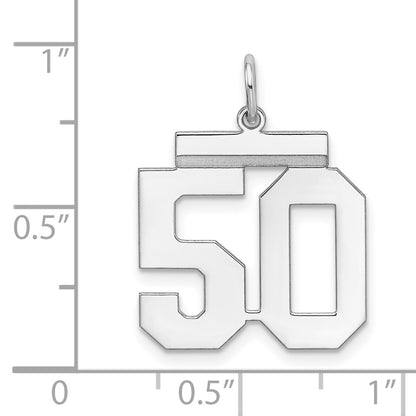 Sterling Silver Sterling/Silver Rhodium-Plated Polished Number 50 Charm