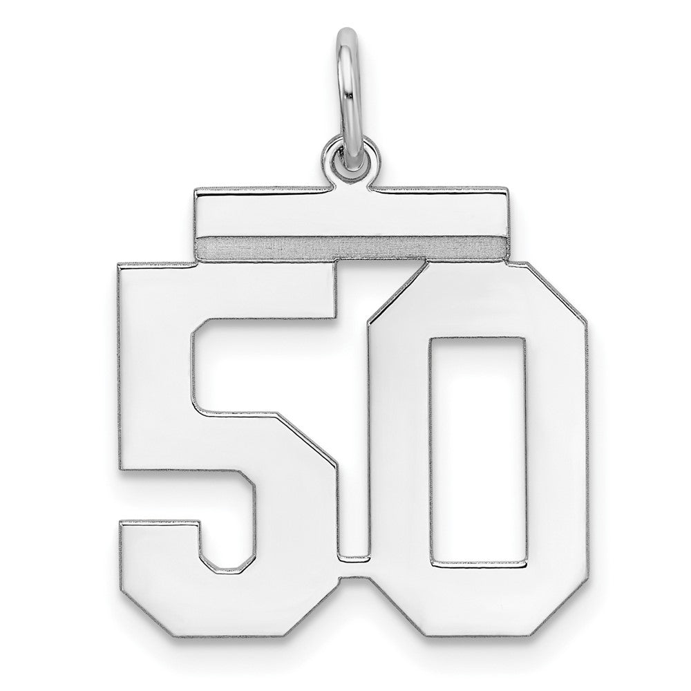 Sterling Silver Sterling/Silver Rhodium-Plated Polished Number 50 Charm