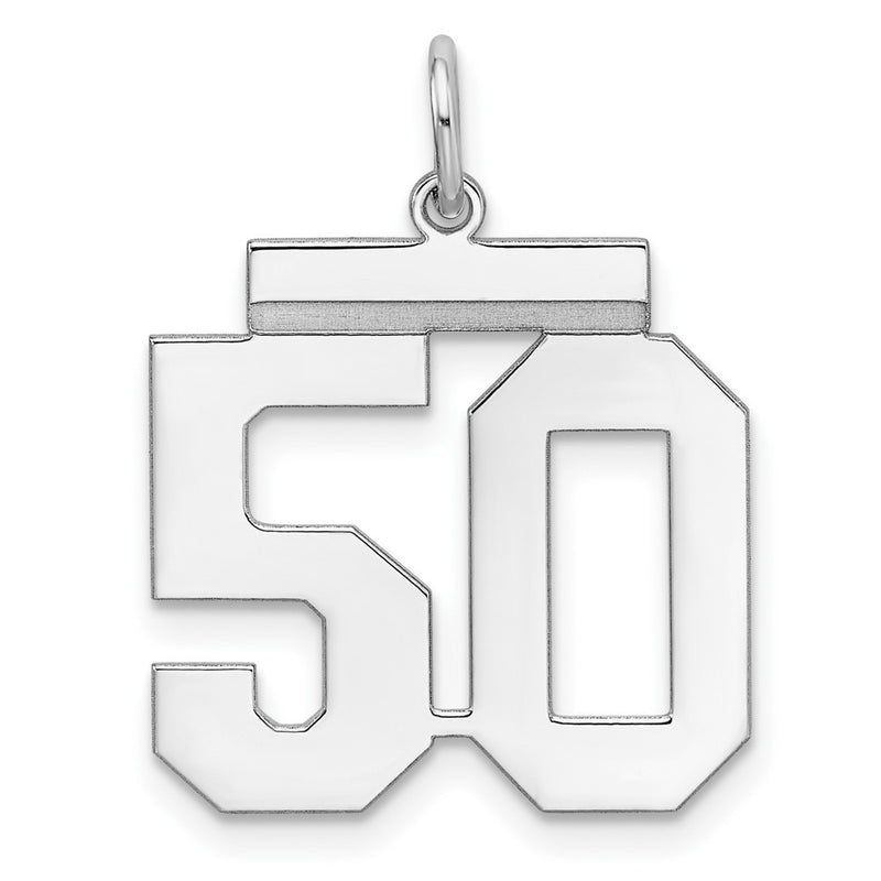 Sterling Silver Sterling/Silver Rhodium-Plated Polished Number 50 Charm