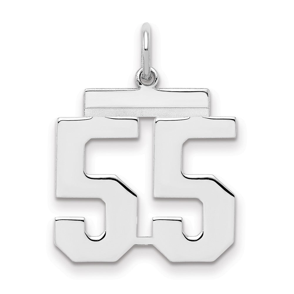 Sterling Silver Sterling/Silver Rhodium-Plated Polished Number 55 Charm