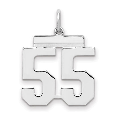 Sterling Silver Sterling/Silver Rhodium-Plated Polished Number 55 Charm