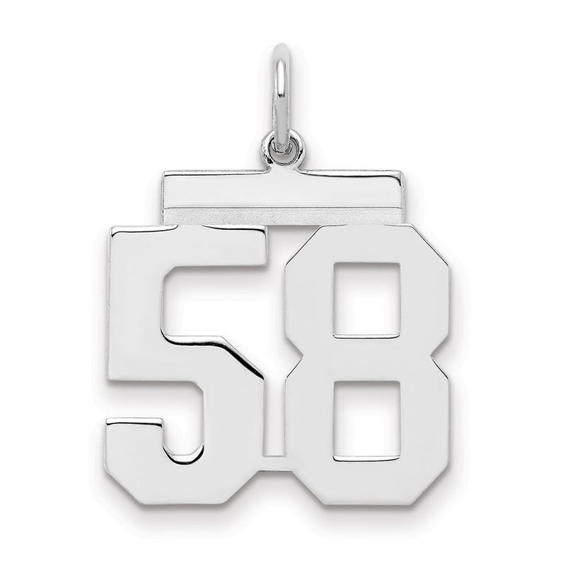 Sterling Silver Sterling/Silver Rhodium-Plated Polished Number 58 Charm