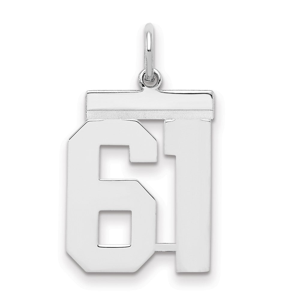 Sterling Silver Sterling/Silver Rhodium-Plated Polished Number 61 Charm