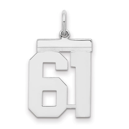 Sterling Silver Sterling/Silver Rhodium-Plated Polished Number 61 Charm