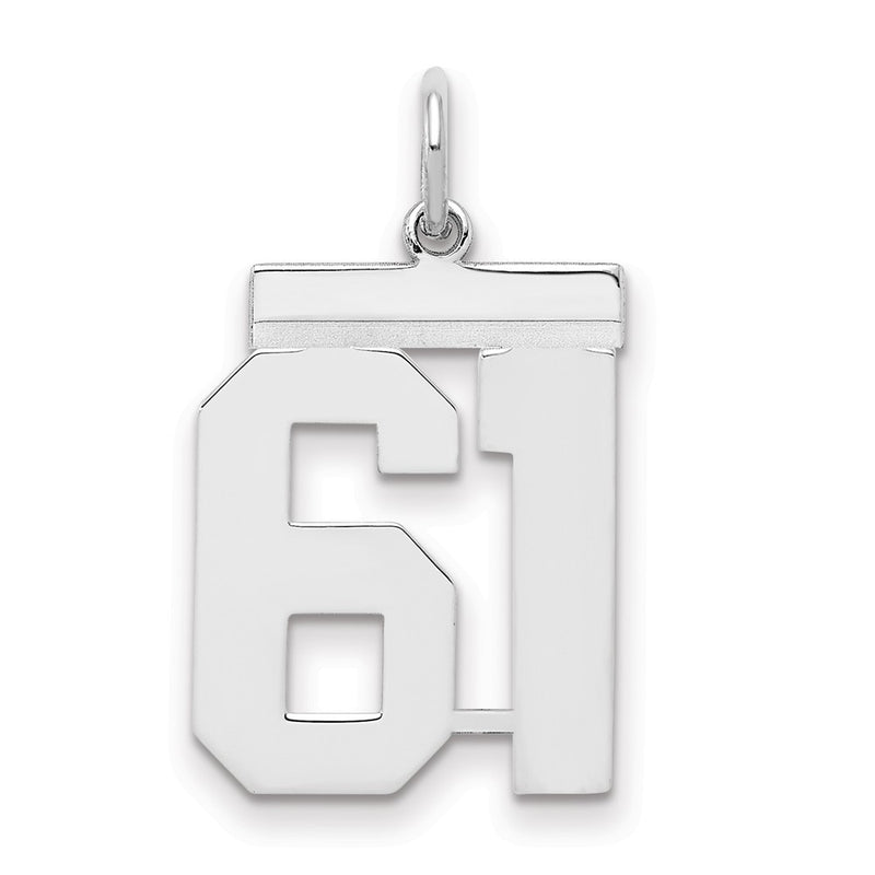 Sterling Silver Sterling/Silver Rhodium-Plated Polished Number 61 Charm
