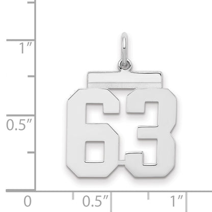 Sterling Silver Sterling/Silver Rhodium-Plated Polished Number 63 Charm