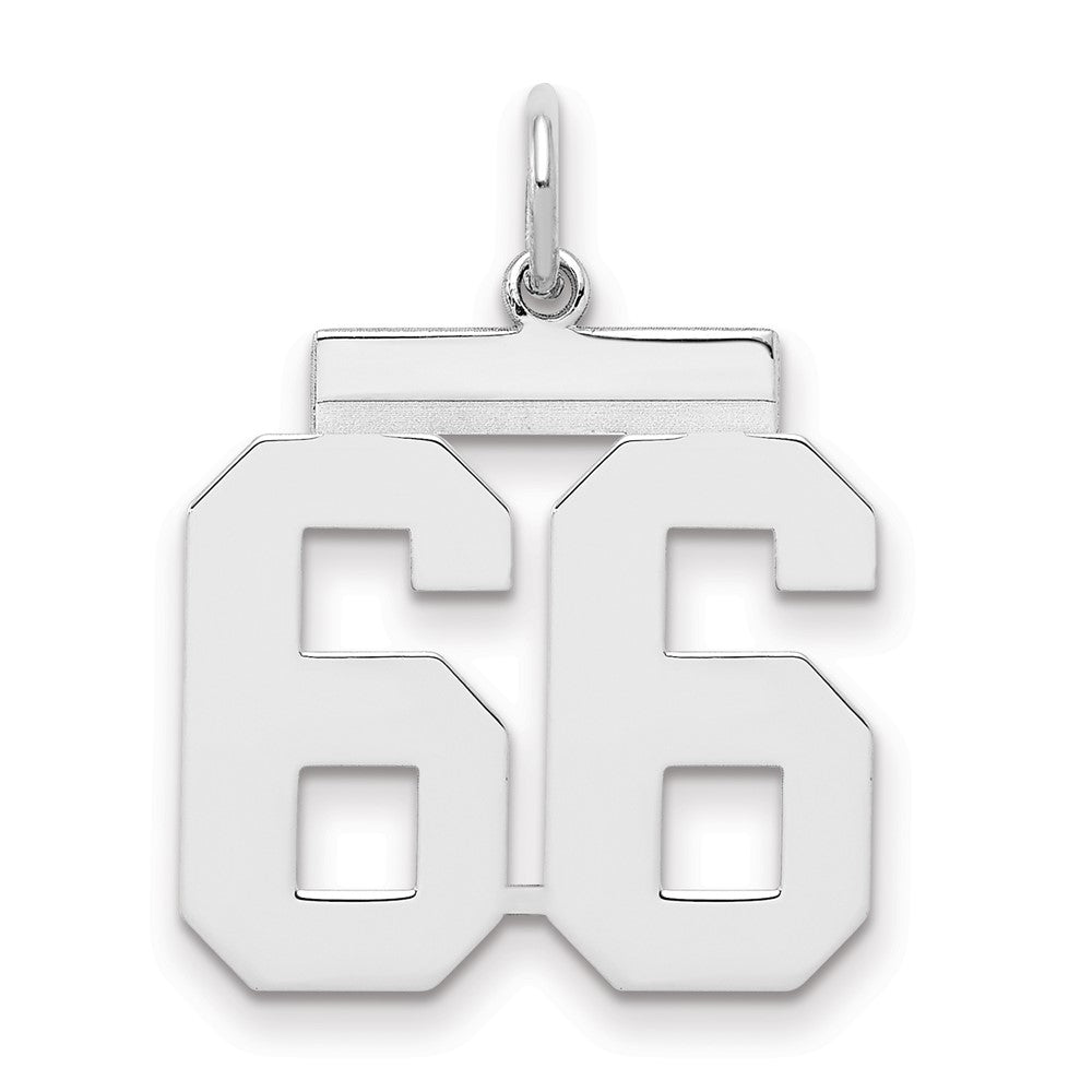 Sterling Silver Sterling/Silver Rhodium-Plated Polished Number 66 Charm