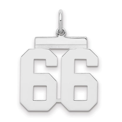 Sterling Silver Sterling/Silver Rhodium-Plated Polished Number 66 Charm