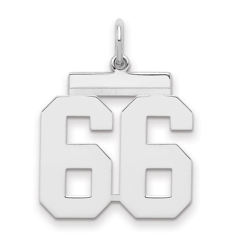 Sterling Silver Sterling/Silver Rhodium-Plated Polished Number 66 Charm