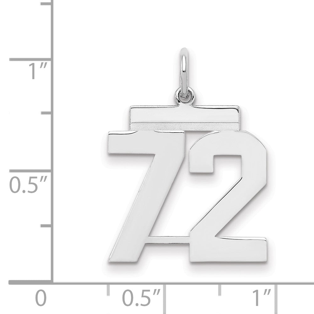 Sterling Silver Sterling/Silver Rhodium-Plated Polished Number 72 Charm