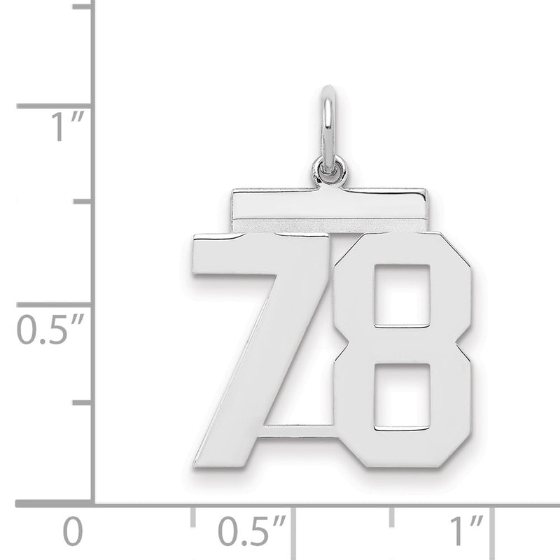 Sterling Silver Sterling/Silver Rhodium-Plated Polished Number 78 Charm