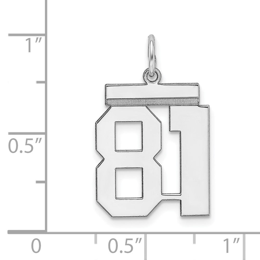 Sterling Silver Sterling/Silver Rhodium-Plated Polished Number 81 Charm