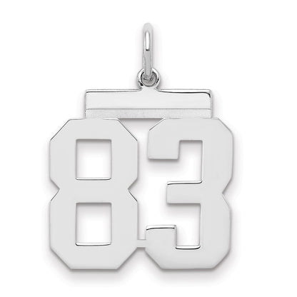 Sterling Silver Sterling/Silver Rhodium-Plated Polished Number 83 Charm
