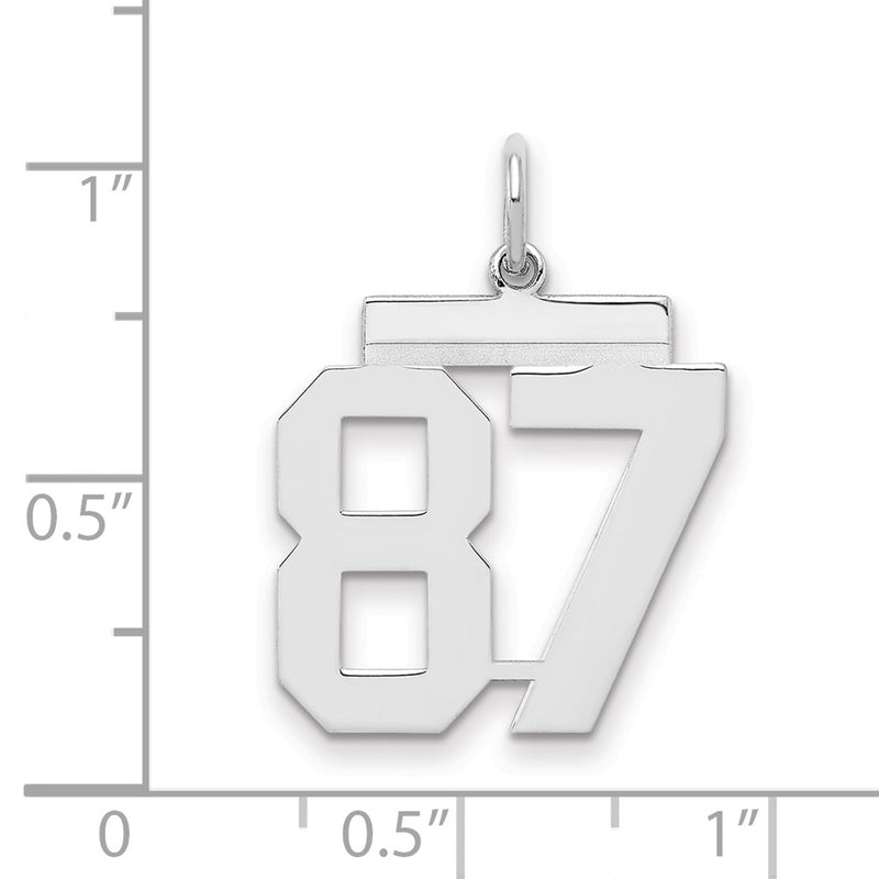 Sterling Silver Sterling/Silver Rhodium-Plated Polished Number 87 Charm
