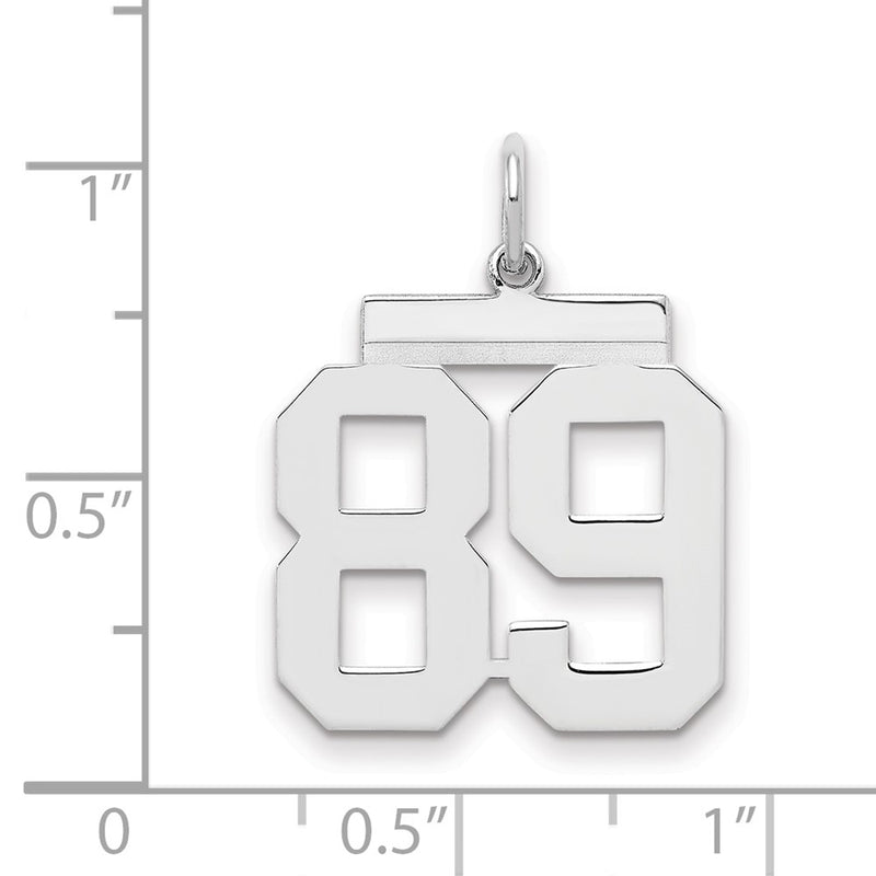 Sterling Silver Sterling/Silver Rhodium-Plated Polished Number 89 Charm