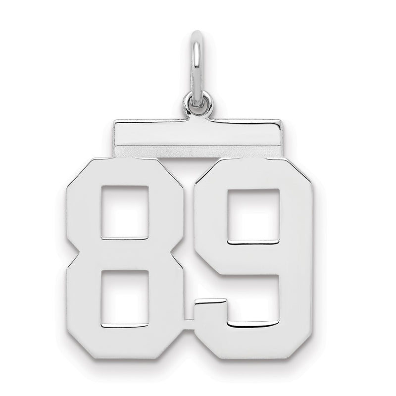 Sterling Silver Sterling/Silver Rhodium-Plated Polished Number 89 Charm
