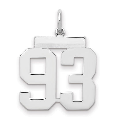 Sterling Silver Sterling/Silver Rhodium-Plated Polished Number 93 Charm
