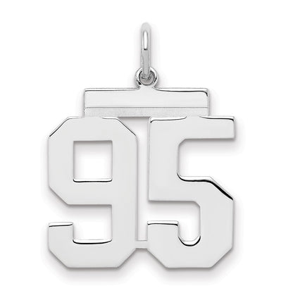 Sterling Silver Sterling/Silver Rhodium-Plated Polished Number 95 Charm
