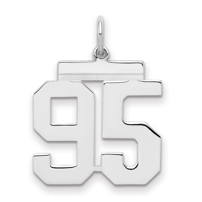 Sterling Silver Sterling/Silver Rhodium-Plated Polished Number 95 Charm