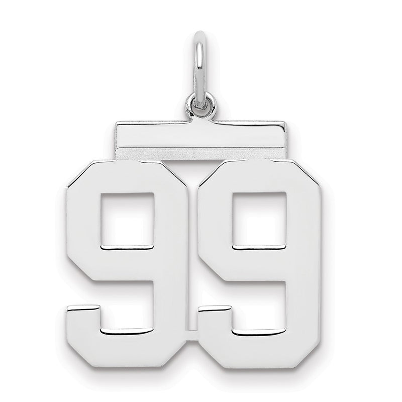 Sterling Silver Sterling/Silver Rhodium-Plated Polished Number 99 Charm