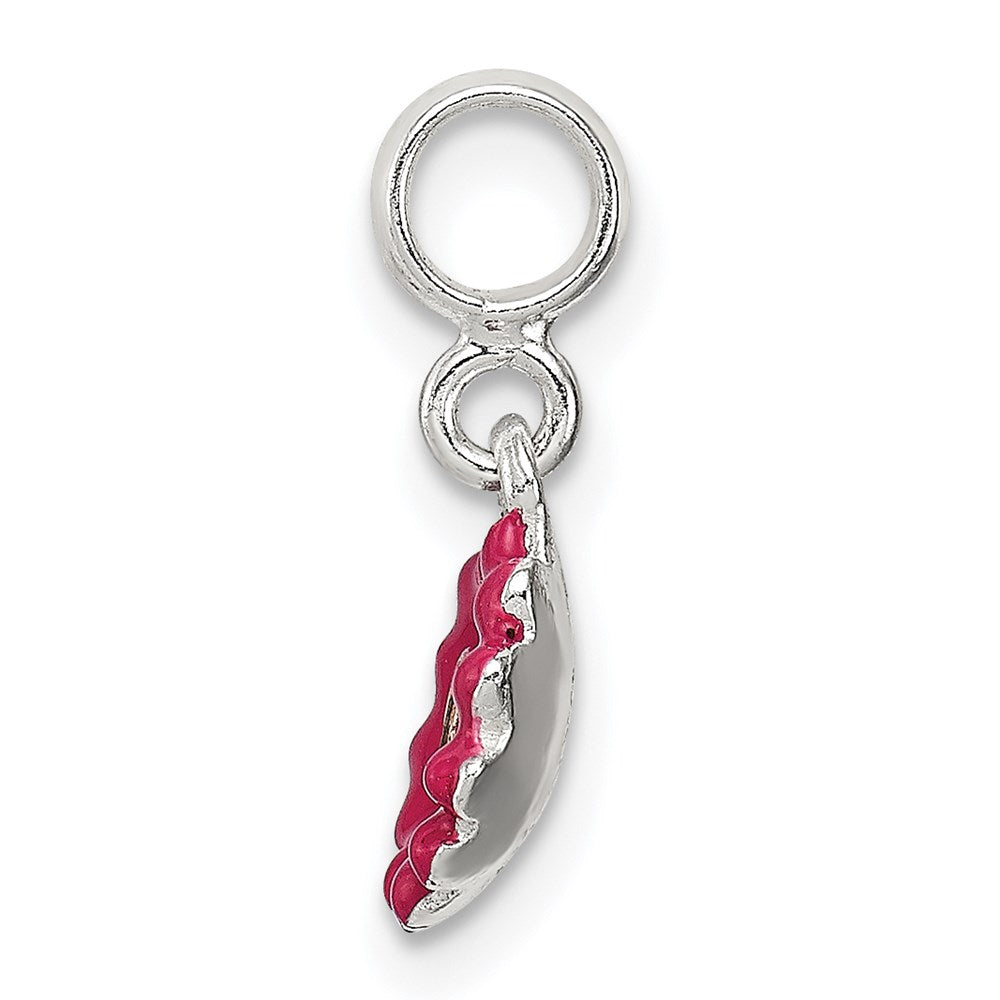 Sterling Silver Hot Pink Enamel Flower W/ Cz Enhancer